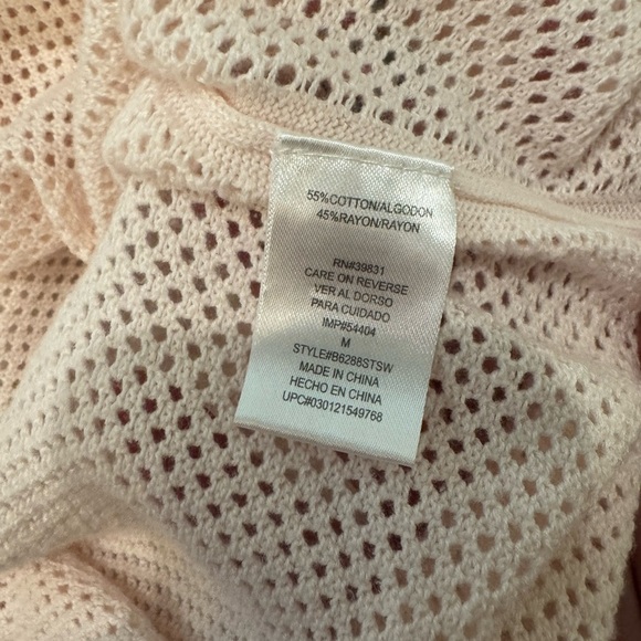 DEMOCRACY Pink Mesh Shirt Top Long Sleeve Tie Waist swim coverup - Picture 7 of 7